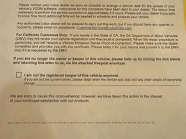 Letter for software update (USA 2.0)